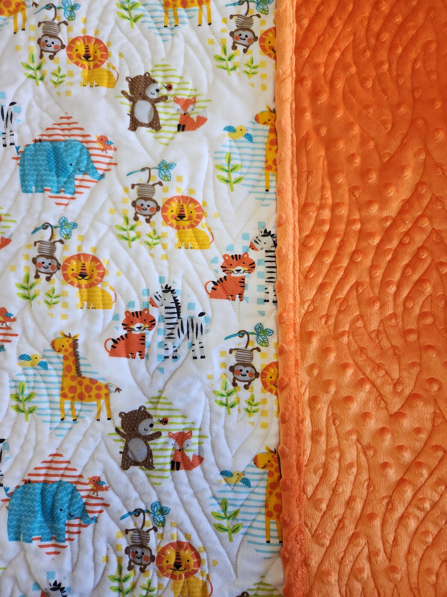 Baby Jungle Animals with Minky Binding