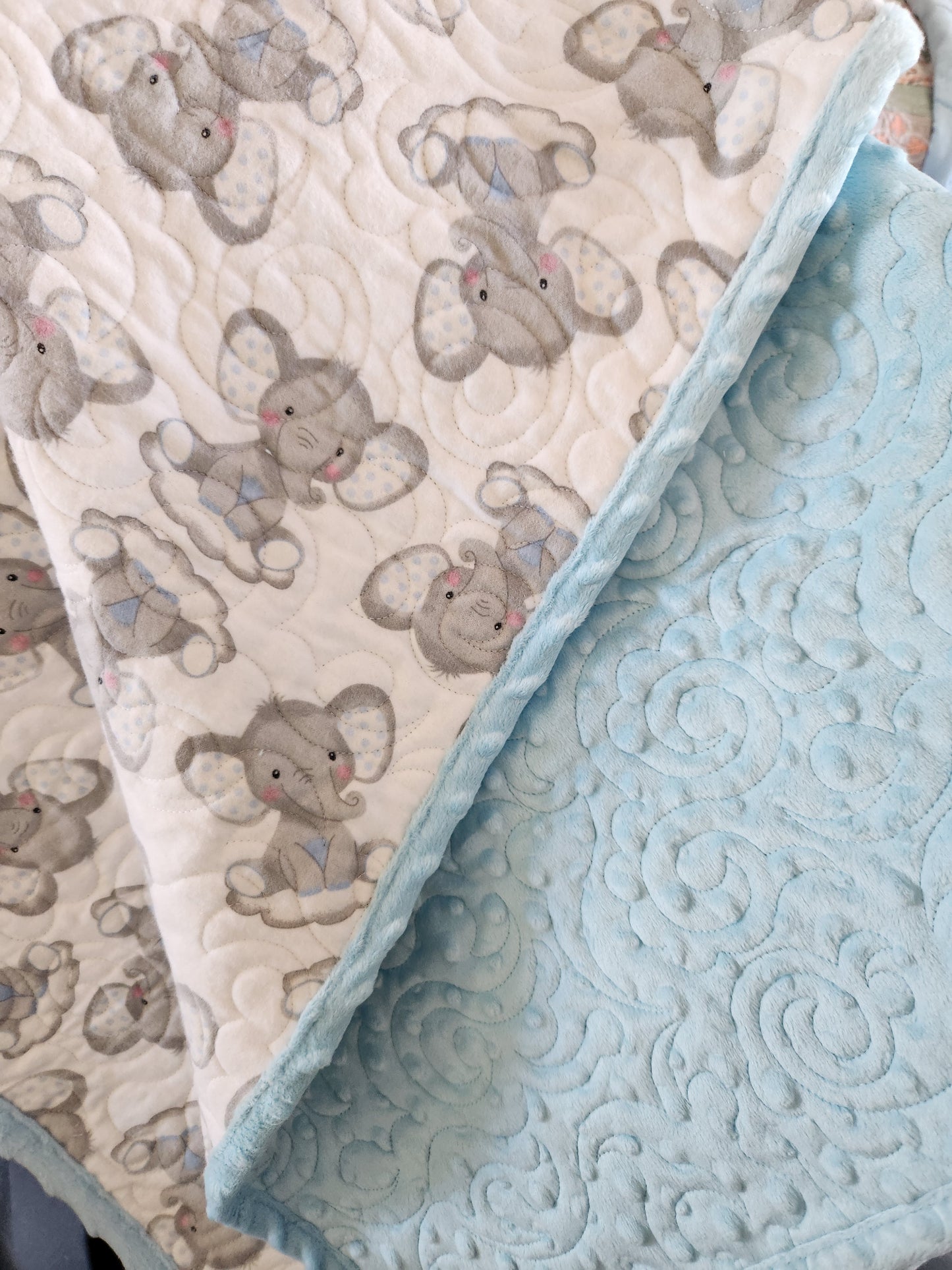 Baby Elephants with Minky Binding