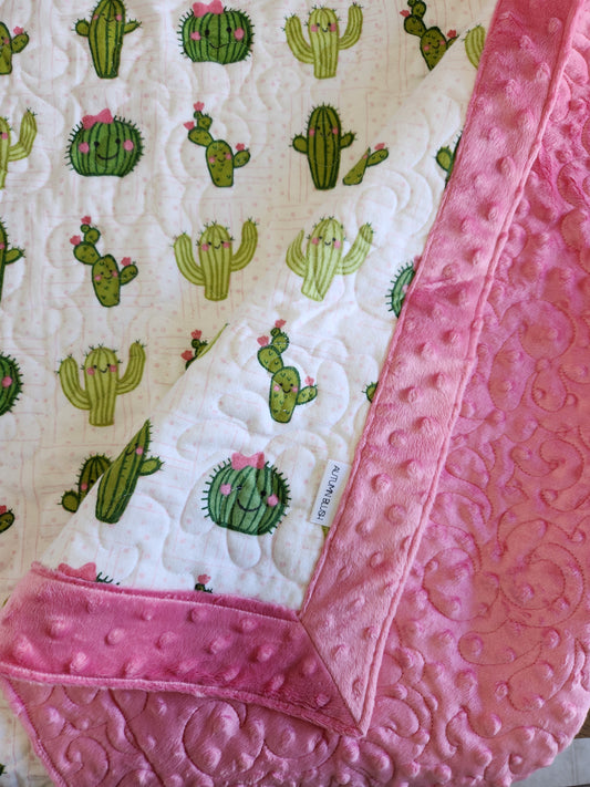 Baby Girl Cactus with Minky Binding